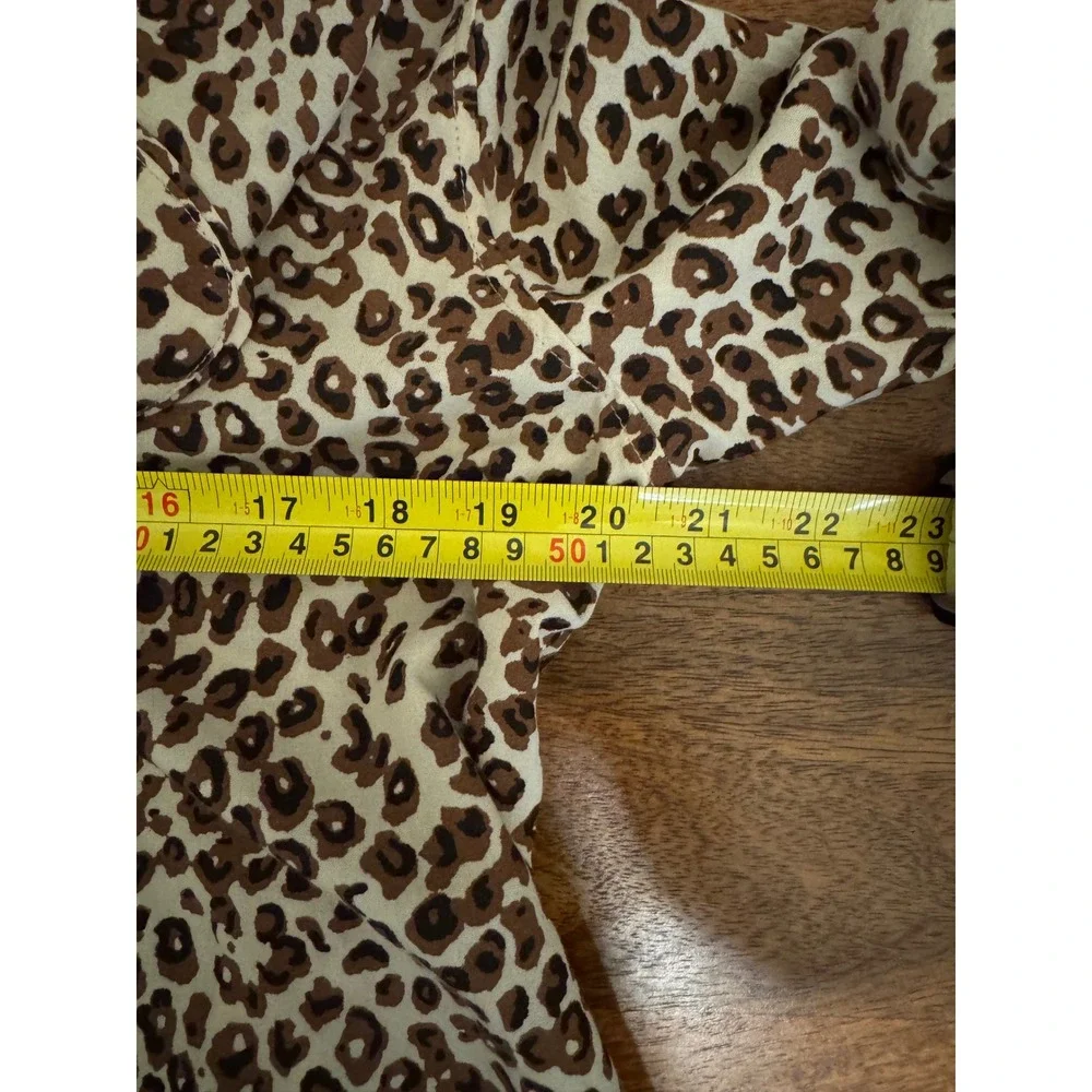 Lucky Brand Leopard Print Blouse Womens Medium Brown Button Up Top Mobwife Boho